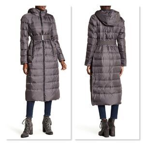 Vince Camuto Long Belted Down Coat sz XS.